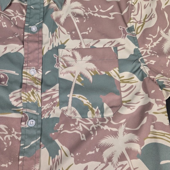 Savage Tacticians Shirt Mens Small‎ Helicopter Camo Hawaiian Snap Buttons - Picture 4 of 8